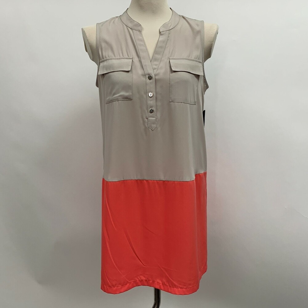 Alfani Women's Shift Dress 8 Petite Salmon Gray Sleeveless NWT